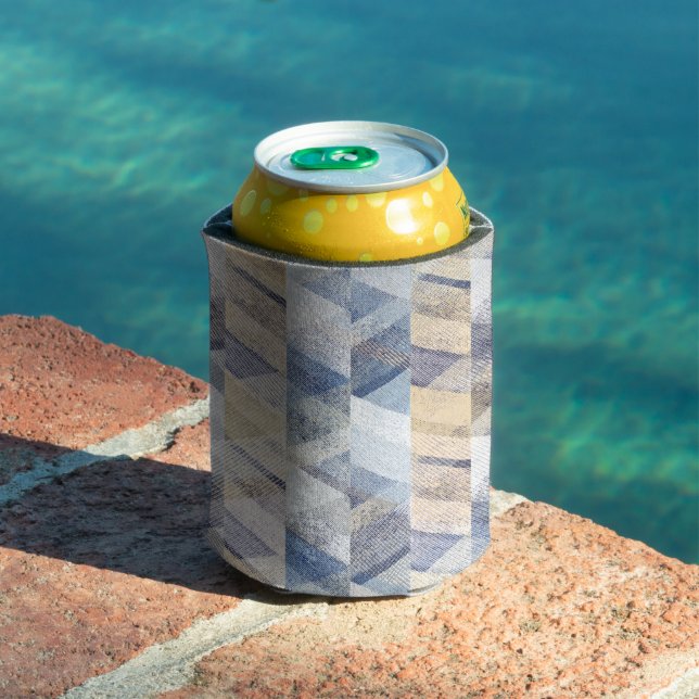 Textured light blue, beige zigzag  can cooler (In Situ Pool)