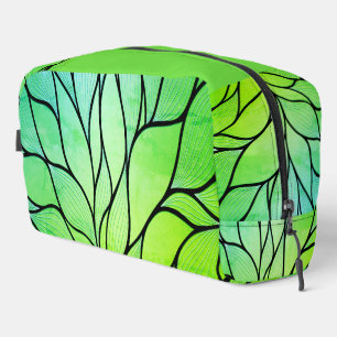 Textured Lime Green Leave Pattern Dopp Kit