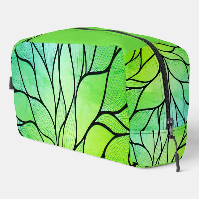  Textured Lime Green Leave Pattern  Dopp Kit (Right Corner)