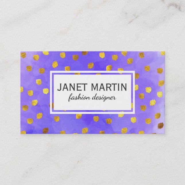 Textured Marks (gold) /Purple Watercolor Business Card (Front)