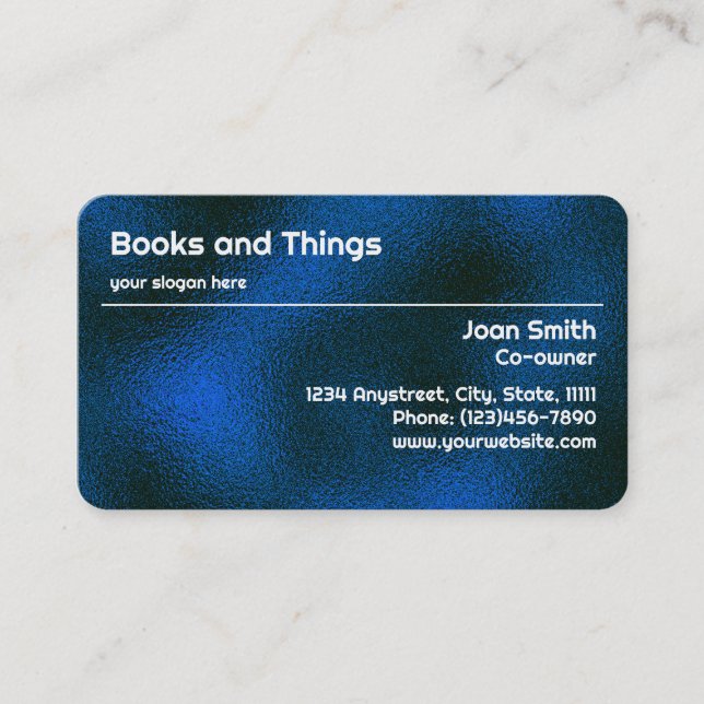 Textured Metallic Navy Blue Foil Business Card (Front)