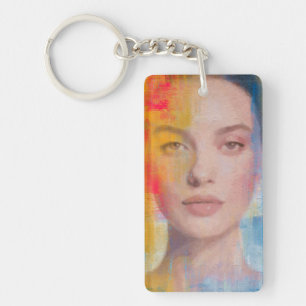 Textured Modern Female Gaze Key Ring