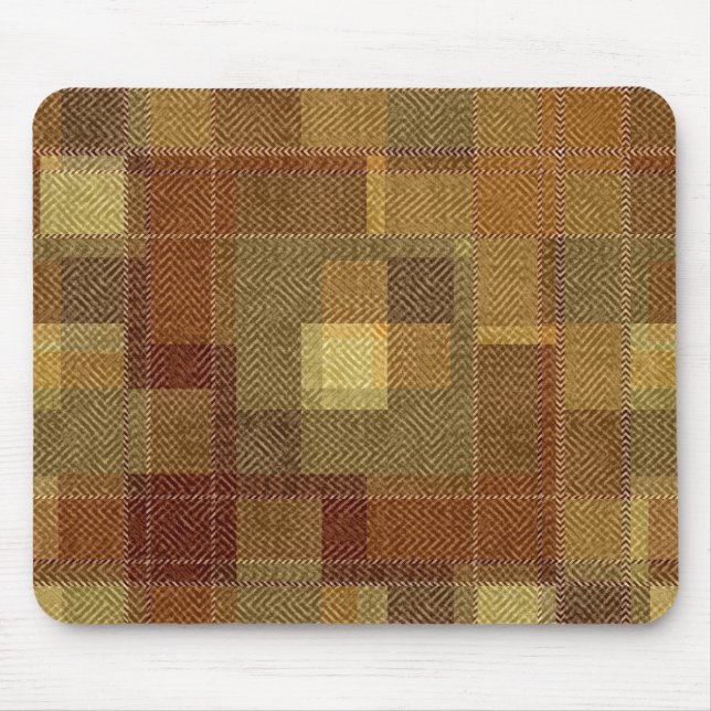 Textured monochrome brown tartan plaid. mouse pad (Front)