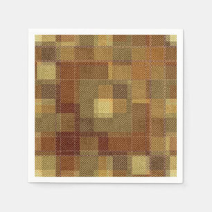 Textured monochrome brown tartan plaid. napkin
