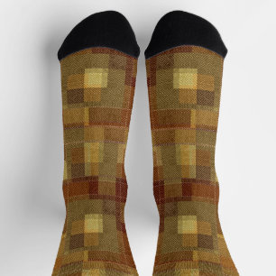 Textured monochrome brown tartan plaid. socks