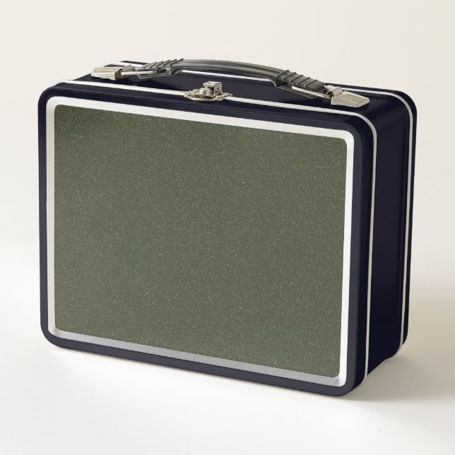 Textured Moss Green Metal Lunchbox – Customisable (Front)