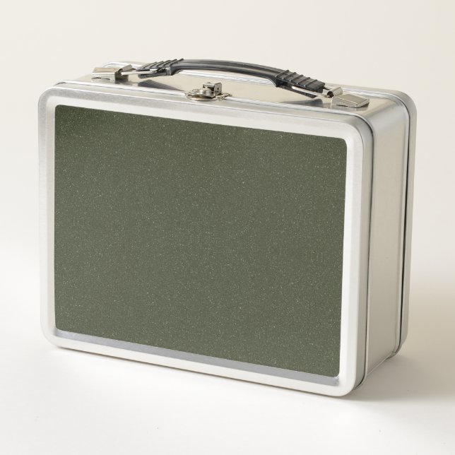 Textured Moss Green Metal Lunchbox – Customisable (Front)
