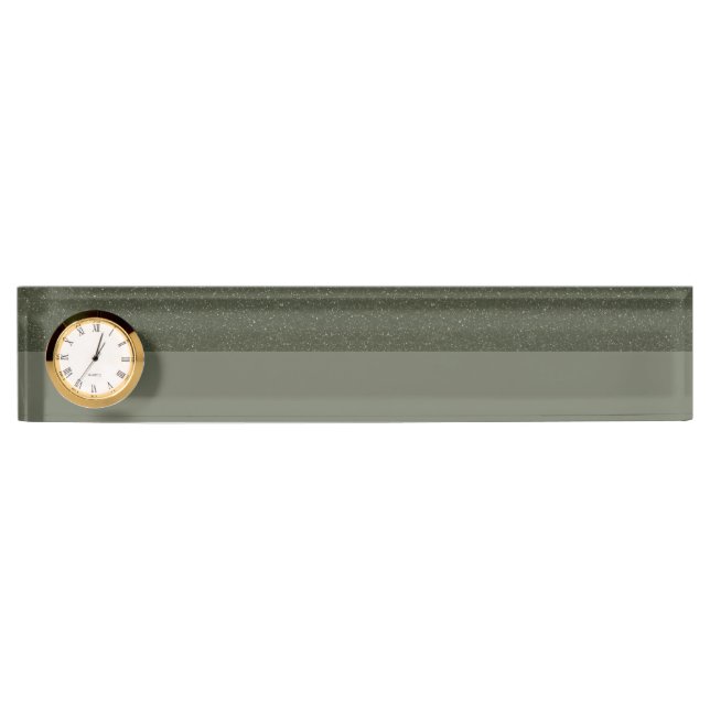 Textured Moss Green Office Clock Desk Nameplate (Front)