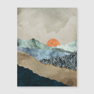 Textured Mountain Layers with Sunset Glow