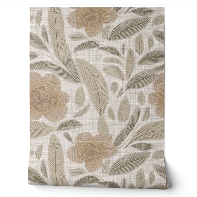 Textured Natural Floral Wallpaper (Unrolling)