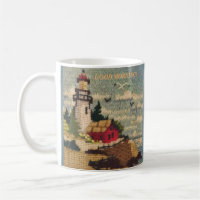 TEXTURED NEEDLEPOINT LIGHTHOUSE PEACEFUL SEASCAPE