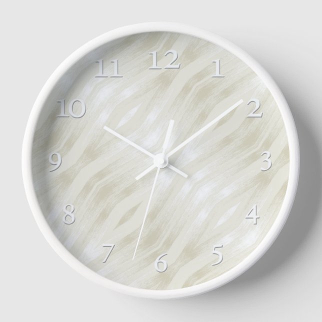 Textured noble light beige and white clock (Front)
