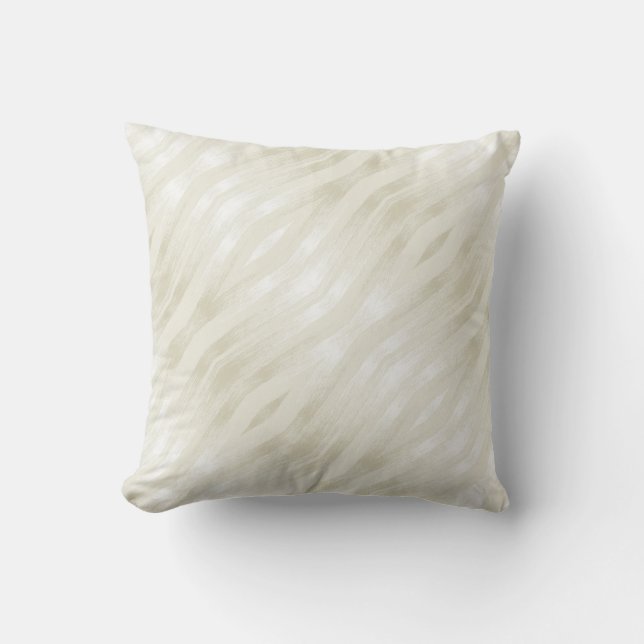 Textured noble light beige and white cushion (Front)