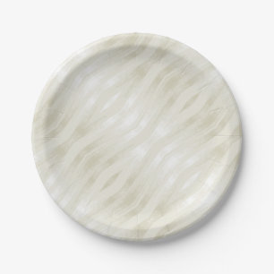 Textured noble light beige and white paper plate