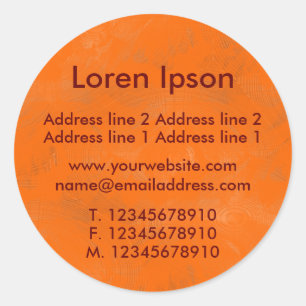 Textured Orange Business / Profile Classic Round Sticker