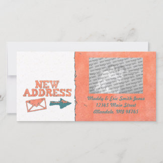 Textured Orange New Address Custom Photo Cards