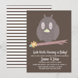 Textured Owl Woods Baby Shower Gender Reveal Invitation