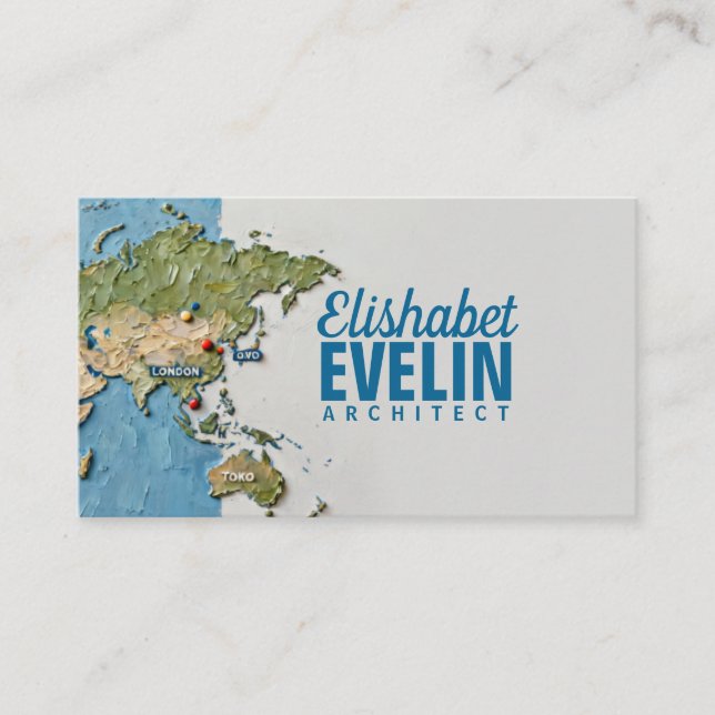 Textured Painted World Map D567 Business Card (Front)