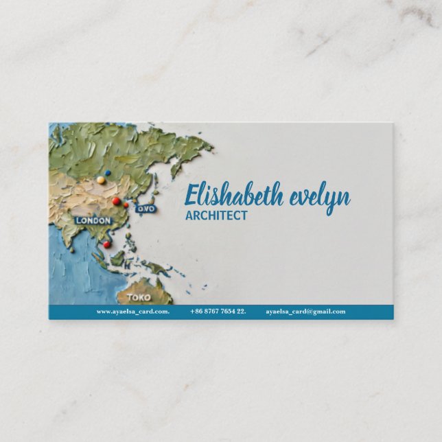 Textured Painted World Map H641 Business Card (Front)