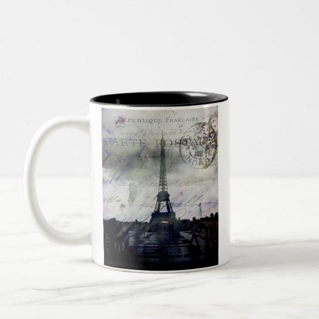 Textured Paris in Lavender Two-Tone Coffee Mug (Left)