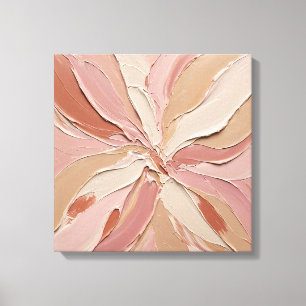 Textured Pastel Pink Blush Peony Impasto Flower Wa Canvas Print