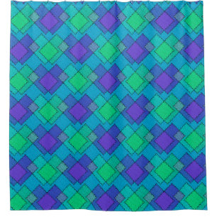 Textured patches multicolored strokes shower curtain