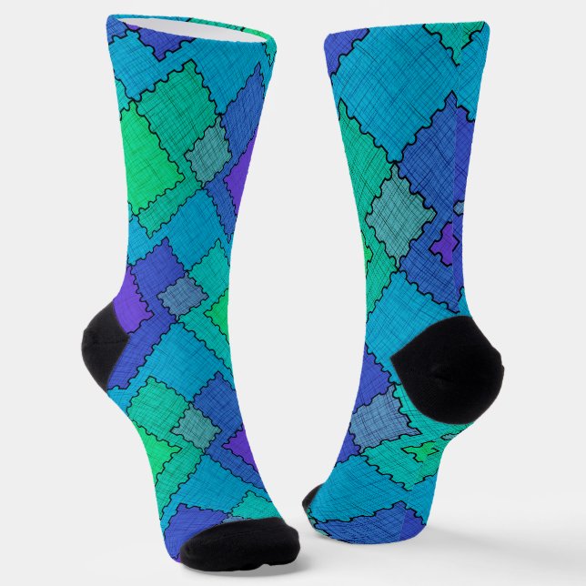 Textured patches multicolored strokes socks (Angled)