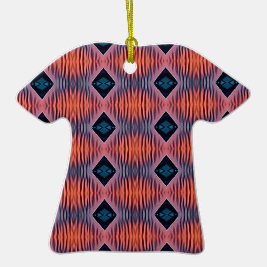 Textured Peach Blue Modern Tribal Pattern Ceramic Ornament