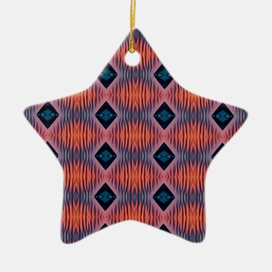 Textured Peach Blue Modern Tribal Pattern Ceramic Ornament