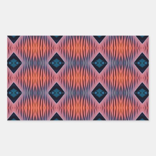 Textured Peach Blue Modern Tribal Pattern Rectangular Sticker