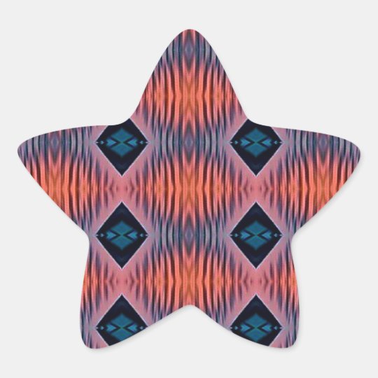 Textured Peach Blue Modern Tribal Pattern Star Sticker