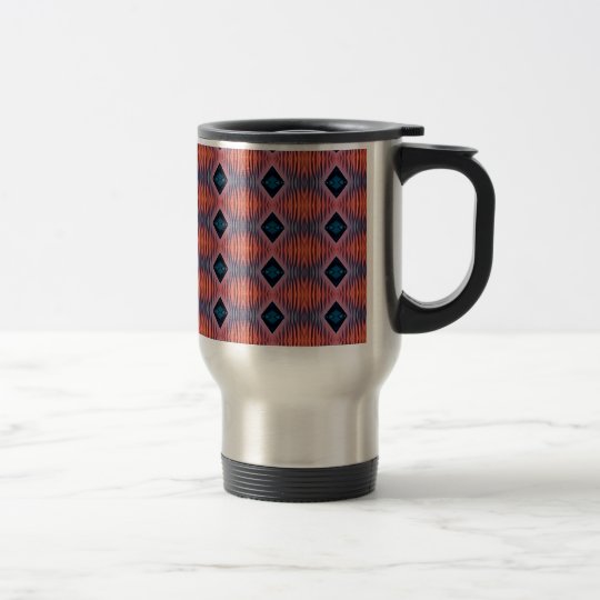 Textured Peach Blue Modern Tribal Pattern Travel Mug
