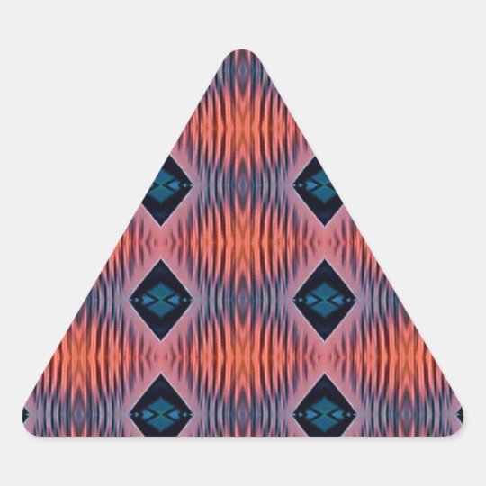 Textured Peach Blue Modern Tribal Pattern Triangle Sticker