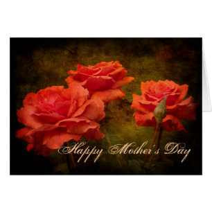 Textured Peach Coloured Rose Mother's Day Card