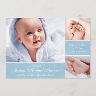 Textured Photo Boxes Baby Announcement - Boy