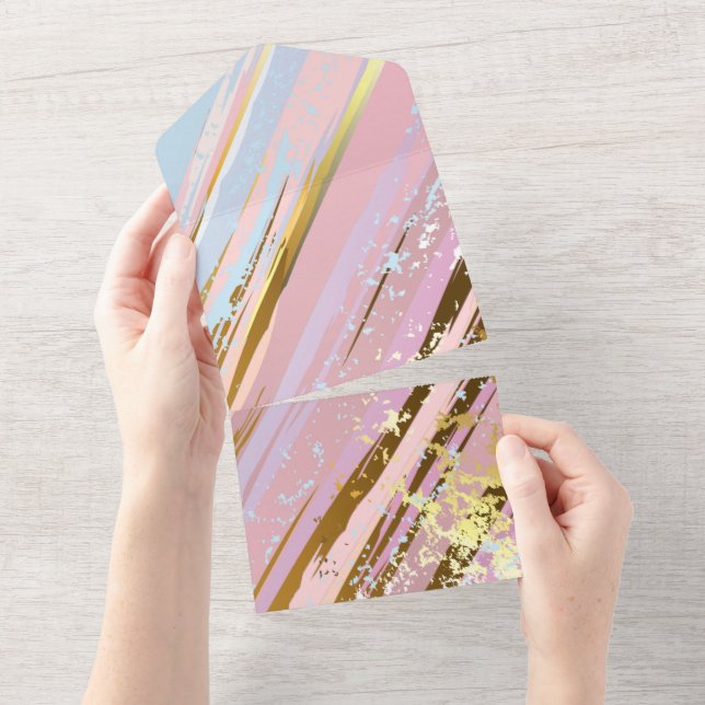 Textured Pink Background All In One Invitation (Tearaway)