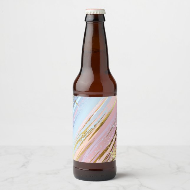 Textured Pink Background Beer Bottle Label (Front)