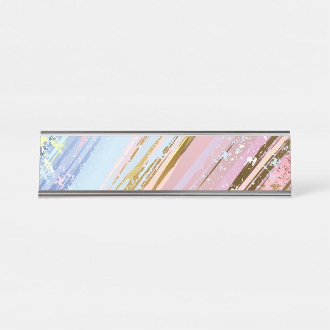 Textured Pink Background Desk Name Plate (Front)