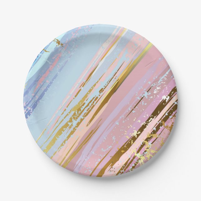 Textured Pink Background Paper Plate (Front)