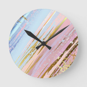 Textured Pink Background Round Clock