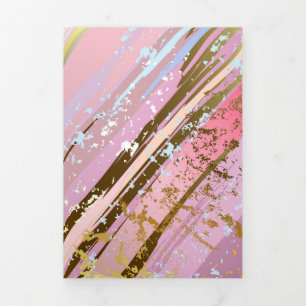 Textured Pink Background Tri-Fold Holiday Card