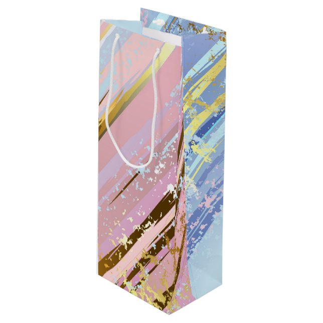 Textured Pink Background Wine Gift Bag (Front Angled)