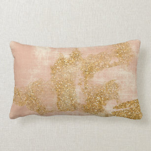 *~*  Textured Pink Golden Glitter Distressed Gold Lumbar Cushion