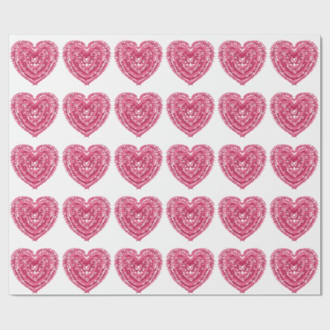 Textured Pink Heart | Abstract Geometric Design Wrapping Paper (Flat)