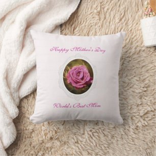 Textured Pink Rose Mother's Throw Pillow