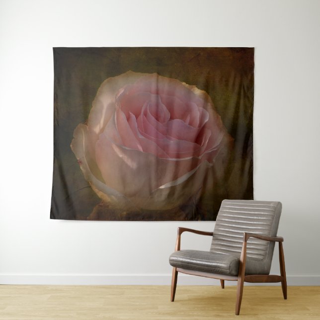 Textured Pink Rose Wall Tapestry (In Situ (Horizontal))