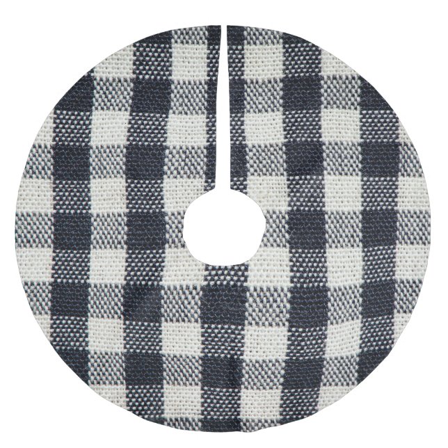 Textured Plaid Cotton Fabric Background Brushed Polyester Tree Skirt (Front)