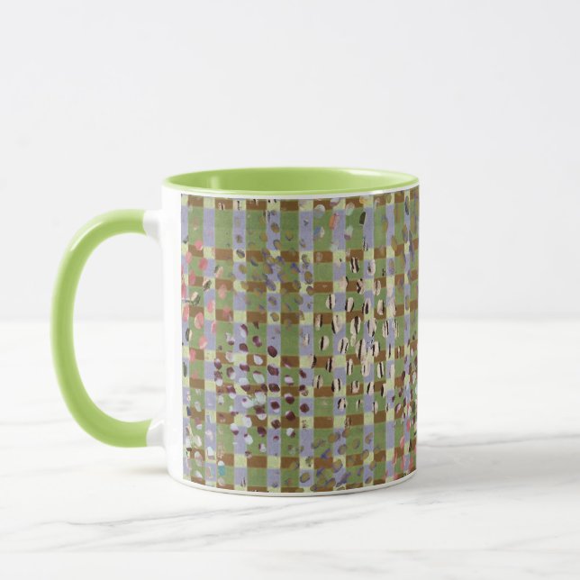 Textured Pointillism Grid Pattern Artwork Mug (Left)
