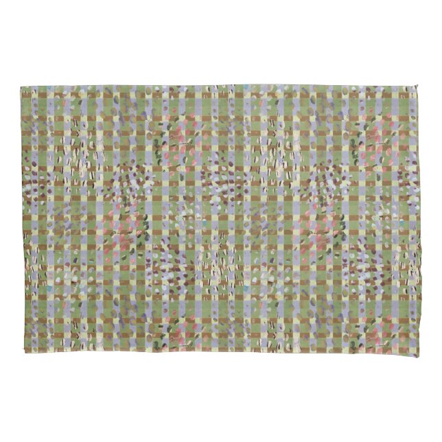 Textured Pointillism Grid Pattern Artwork Pillowcase (Front)