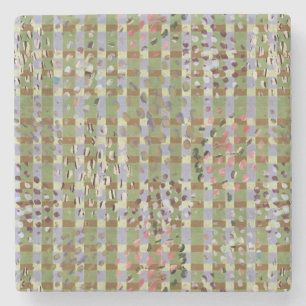 Textured Pointillism Grid Pattern Artwork Stone Coaster